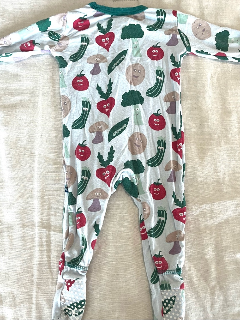 Kickee Pants Vegetable Print Footie - Green, Red, Tan